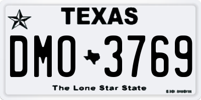TX license plate DMO3769