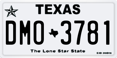 TX license plate DMO3781