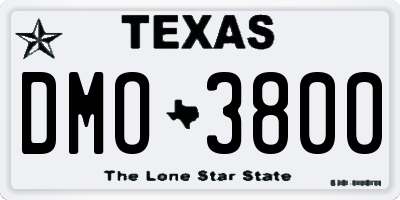 TX license plate DMO3800