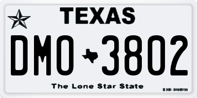 TX license plate DMO3802