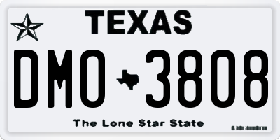 TX license plate DMO3808