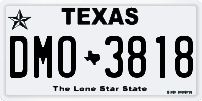 TX license plate DMO3818