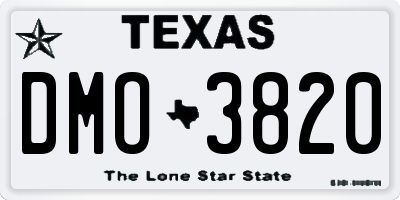 TX license plate DMO3820