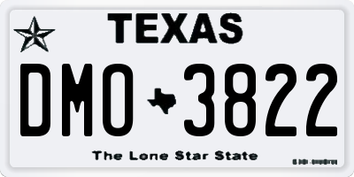 TX license plate DMO3822