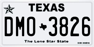 TX license plate DMO3826