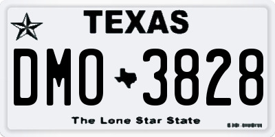 TX license plate DMO3828