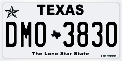 TX license plate DMO3830