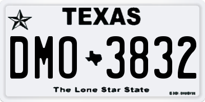 TX license plate DMO3832