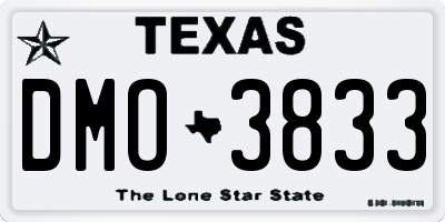 TX license plate DMO3833
