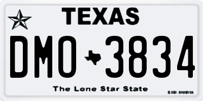 TX license plate DMO3834