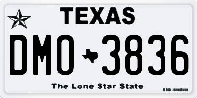 TX license plate DMO3836