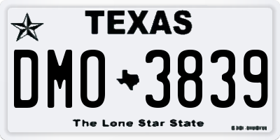 TX license plate DMO3839