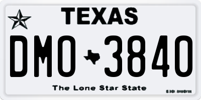 TX license plate DMO3840