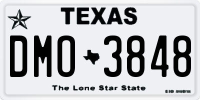TX license plate DMO3848