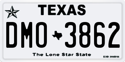 TX license plate DMO3862
