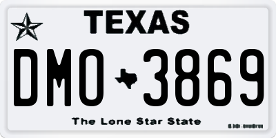 TX license plate DMO3869