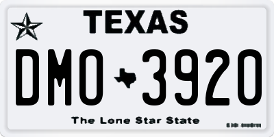 TX license plate DMO3920