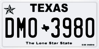 TX license plate DMO3980