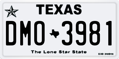 TX license plate DMO3981