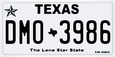 TX license plate DMO3986