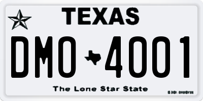 TX license plate DMO4001