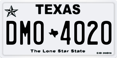 TX license plate DMO4020