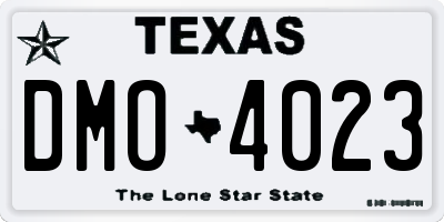 TX license plate DMO4023