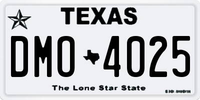 TX license plate DMO4025