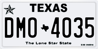 TX license plate DMO4035