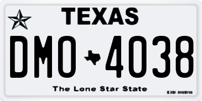 TX license plate DMO4038