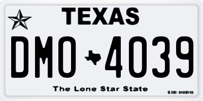 TX license plate DMO4039