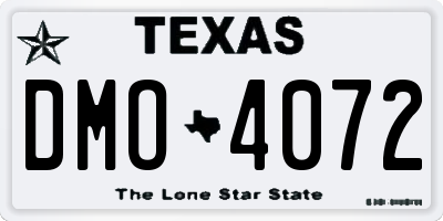TX license plate DMO4072