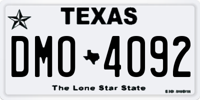 TX license plate DMO4092