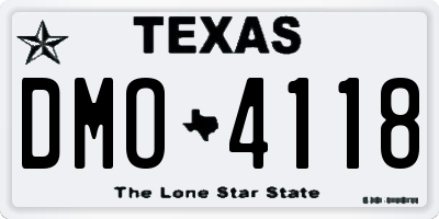 TX license plate DMO4118