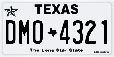 TX license plate DMO4321