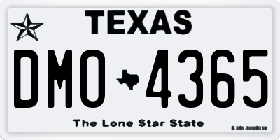 TX license plate DMO4365