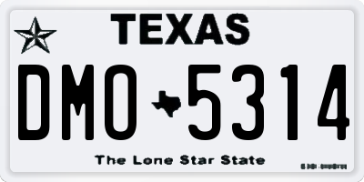 TX license plate DMO5314