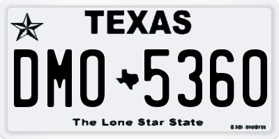 TX license plate DMO5360