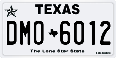 TX license plate DMO6012