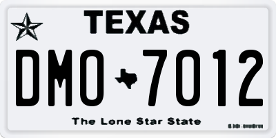 TX license plate DMO7012