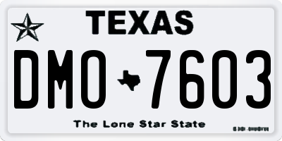 TX license plate DMO7603