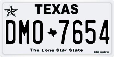 TX license plate DMO7654