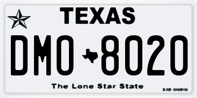 TX license plate DMO8020