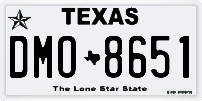 TX license plate DMO8651