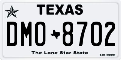 TX license plate DMO8702