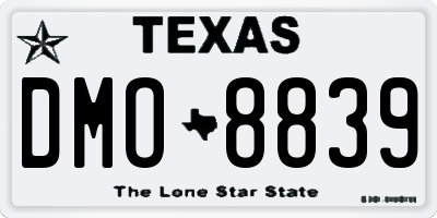 TX license plate DMO8839