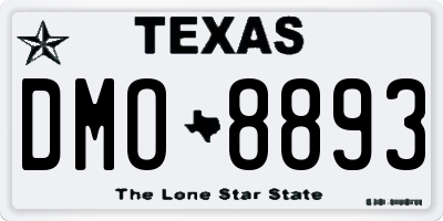 TX license plate DMO8893