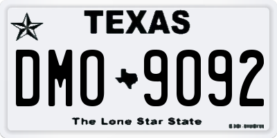 TX license plate DMO9092