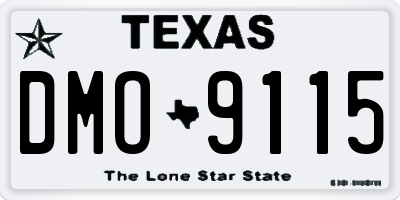 TX license plate DMO9115