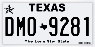 TX license plate DMO9281